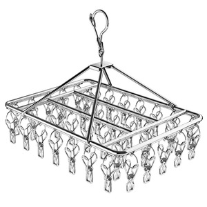 Séchoir à chaussettes carré en acier inoxydable avec pinces, cintre multifonctionnel pour balcon, séchoir à vêtements de type crochet - Product Image 1