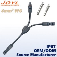 Kabel Konektor Cabang JOYL MC4-L 1 ke 2 Y  30A 1000V DC 4mm² Hollow Pin IP67 untuk Sistem Kabel String PV Hunian Kecil