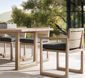 Mesa y Sillas de Comedor de Diseño Moderno para Exteriores, con Superficie de Teca Impermeable, Madera Sólida, para Patio, Hotel, Parque, Hospital o Villa - Product Image 1