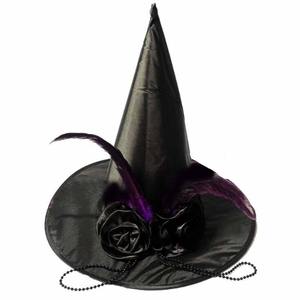 Sombrero de <span class=keywords><strong>bruja</strong></span> de Halloween para adultos, vestido de baile, pluma, rosa, sombrero de <span class=keywords><strong>bruja</strong></span>, Cosplay, producto de Festival fantasma, sombrero, decoración de Cosplay de Halloween - Product Image 3