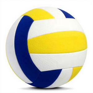 Ballon de volley-ball personnalisé avec logo, taille 5, bleu royal et jaune, toucher doux, entraînement, extérieur, intérieur, plage, match, qualité supérieure, emballage OEM - Product Image 1