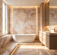 Dalle de marbre Bvlgari Blush, base beige chaud avec veines brun-rougeâtres, pierre naturelle pour revêtement mural, sol et plan de travail