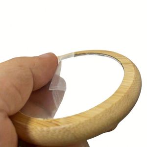 Miroirs de maquillage en bois de bambou avec logo personnalisé, petits miroirs ronds pour usage domestique, cadeaux pour fêtes et mariages, OEM disponible - Product Image 2