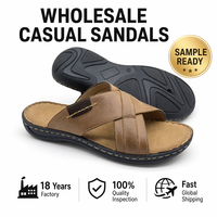 Sandales à enfiler souples en cuir véritable pour hommes avec logo personnalisé, OEM ODM, mules d'été à bout ouvert pour la plage, marque privée