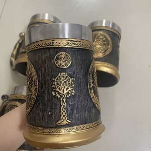 Jarra vikinga 3D personalizada Alemania Árbol de la vida taza de cerveza taza de bebida de café creativa con asa - Product Image 3