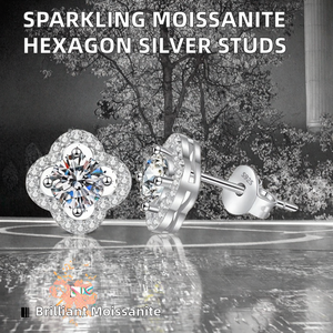 925 Sterling <b>Silver</b> Sparkling Moissanite Trendy Hexagon <b>Stud</b> Earrings for Women Fine Jewelry - Product Image 2