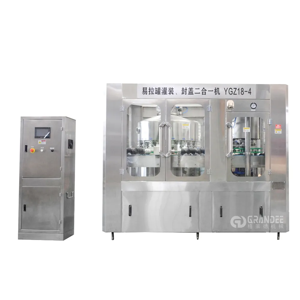 Automatic soda water soft drink tin can filling and sealing machine production line plant