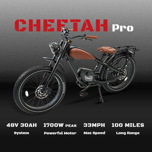 Bicicleta Eléctrica 2026 Cheetah Pro Vintage con Motor Trasero de 1000W, Batería de 48V 30AH, Cuadro de Aleación de Aluminio - Product Image 1