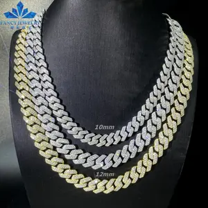 مصنع مخصص الهيب هوب قلادة مجوهرات الفضة الأصفر الذهب الصلب VVS1 الماس المويسانيتي مثلج سلسلة الارتباط كوبي