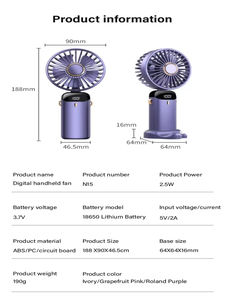 Mini ventilador portátil con carga USB, azul, con múltiples velocidades y gran potencia de viento, plegable, regalo para estudiantes - Product Image 3