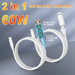Cavo USB <span class=keywords><strong>2</strong></span> in 1 da Tipo A a Tipo C, Ricarica Rapida 60W, Intrecciato in Nylon, Cavo di Ricarica <span class=keywords><strong>2</strong></span> in 1 per iPhone 15, Samsung, Xiaomi - Product Image 3