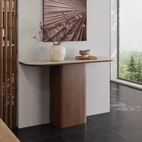 Console ultra-étroite moderne en bois massif avec plateau en pierre pour entrée, mobilier de maison