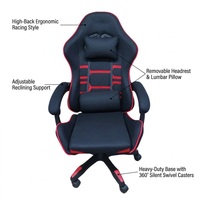 Chaise de jeu de style racing, dossier haut, ergonomique, inclinable, appui-tête réglable, coussin lombaire, roulettes pivotantes silencieuses à 360°, OEM ODM