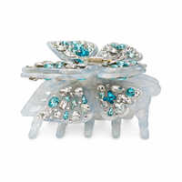 Pince à cheveux papillon 3D de luxe ; Épingle à cheveux en acétate ornée de strass étincelants faits à la main ; Accessoires de bijouterie élégants pour femmes