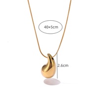 Nouveau collier pendentif goutte d'eau en acier inoxydable plaqué or 18 carats avec chaîne serpent personnalisée pour femme – Idéal comme cadeau