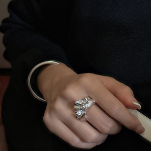 S925 Sterling Silver Korean Niche Irregular Wrinkle Texture <b>Ring</b> Korean Influencer Fashion Trendy Wholesale - Product Image 3