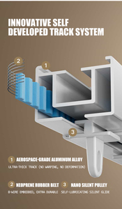 Riel de Cortina Telescópico Extensible de Aluminio con Diseño <span class=keywords><strong>Moderno</strong></span> y Forma Alargada para Uso Doméstico - Montaje en Techo, Funcionamiento Silencioso - Product Image 2