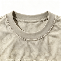 T-shirt en coton OEM pour la vente en gros, coupe carrée, effet délavé par pulvérisation, style streetwear, coupe oversize, effet délavé soleil, avec motif graphique 3D et lettres, couleur sauge