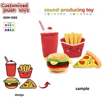 Adorables peluches qui couinent et font du bruit en forme de hamburger, frites et milk-shake – Jouets à mâcher amusants et sonores pour chiens et chats (anti-stress)