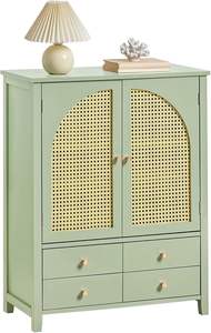 Pasillo Zapatero Comedor Sala de estar Gabinete de almacenamiento Aparador con 2 puertas 4 cajones <span class=keywords><strong>Verde</strong></span> - Product Image 2