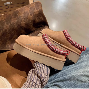 Pantoufles d'intérieur haut de gamme personnalisées en EVA avec semelles en caoutchouc, fourrure et <span class=keywords><strong>laine</strong></span>, style UGG, pour <span class=keywords><strong>femme</strong></span>, idéales pour l'hiver - Product Image 2