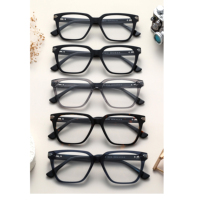 25214A Monture de lunettes carrée classique et élégante pour hommes, en acétate, avec charnière à ressort, logo personnalisé