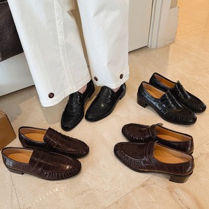 Sheepskin loafers for women small leather <b>shoes</b> for early spring Round toe deep heel single <b>shoes</b> for women - Product Image 2