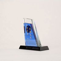 Blue Aerofoil Aircraft Award Trophée d'avion en verre cristal de qualité supérieure-Autre catégorie de produits Crystal Crafts