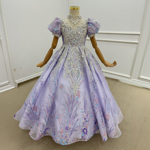 Vestido de fiesta de lujo color lila para niñas Wn1787, vestidos de flores con cristales coloridos para bodas, Vestidos De Nina Jancemebr - Product Image 2