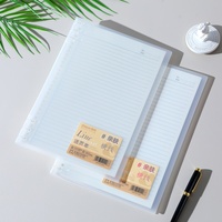 DEPAI A4 Carnet à 6 anneaux à feuilles mobiles, couverture transparente givrée en PP, 50 feuilles, 80 g/m², ligné, rechargeable, vente en gros