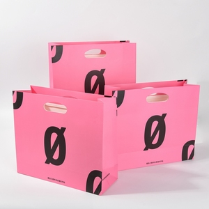 Sacs shopping en papier rose avec logo personnalisé, poignée en ruban, emballage de luxe pour vêtements, bijoux, boutique - Product Image 6