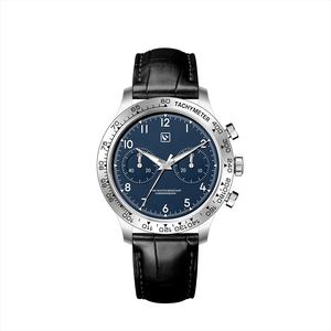 Montre mécanique chronographe multifonctionnelle vintage en acier inoxydable brossé avec lunette en saphir et revêtement antireflet ST1901 - Product Image 1