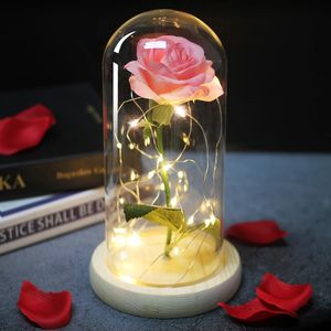 Rose éternelle artificielle haut de gamme de luxe avec lumière LED, cadeau pour la Saint-Valentin, fleur pour la fête des mères, fleur artificielle sous cloche en verre - Product Image 5