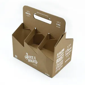 Custom Printed Portable Beer Bottle Glasses Wine Box Corrugated Carriers Paper Packaging Box Six / Four Pack Beer Boxes