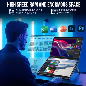 Entrega Rápida, Computadoras Delgadas Core I5-12450H con Pantalla Táctil de 16"+16" Doble 1920x1200, Win11, RAM de 16GB, SSD de 512GB, Laptop - Product Image 2