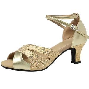 WUIWUIYU Zapatos de Baile para Mujer con Correa de Tobillo 2.2, Tacones para Baile de Salón, <span class=keywords><strong>Salsa</strong></span>, Tango, Flamenco, Latino, Paso Doble, Sintético con Brillo - Product Image 1