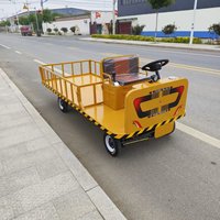 Chariot à plateau motorisé industriel avec clôture, commande au volant, camion électrique de transport de marchandises pour entrepôt, usine, logistique