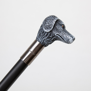 Canne télescopique vintage avec poignée en résine en forme de tête de chien, bâton de marche réglable en métal avec embout en caoutchouc pour usage extérieur - Product Image 5