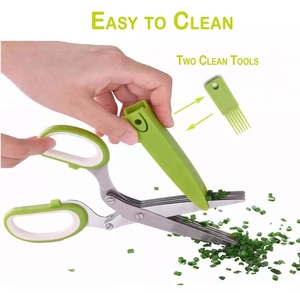 Thảo Mộc kéo với <span class=keywords><strong>5</strong></span> lưỡi và bìa tiện ích nhà bếp mát mẻ Cắt vụn rau diếp rau mùi tươi kéo hành tây - Product Image 5