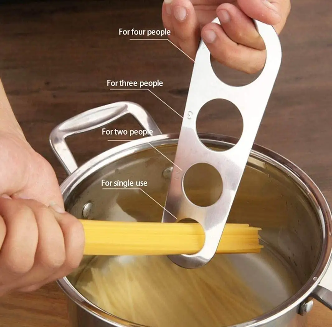 Stainless Steel Spaghetti Pasta Measuring Tool with 4 Serving Portion to Properly Measure Spaghetti