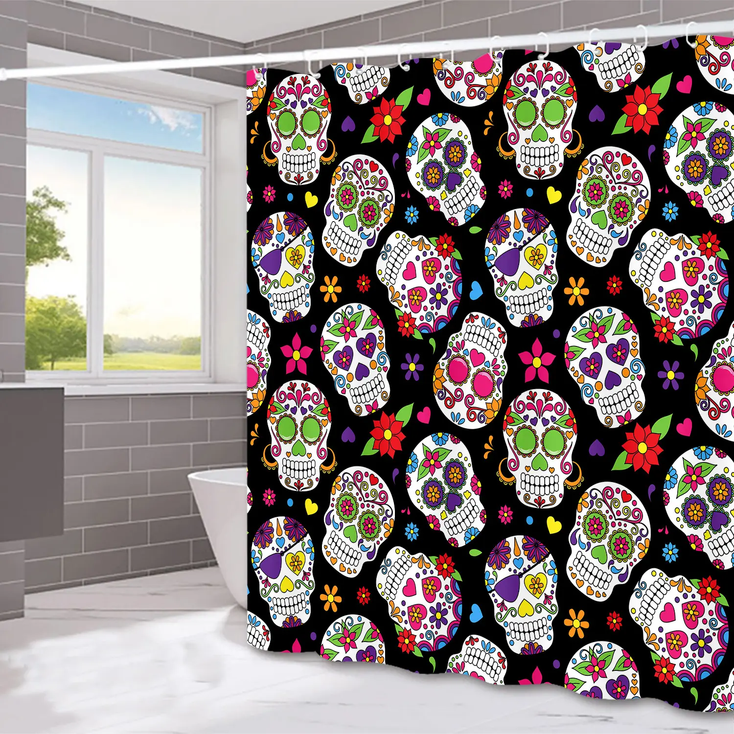 Hot Selling Designer Dusch vorhänge Mini Bunter Druck Polyester Wasserdichter Dusch vorhang für Badezimmer