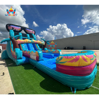 Maison gonflable commerciale de rebond de cocotier de Tropica d'été de PVC et glissière d'eau pour la location de vacances
