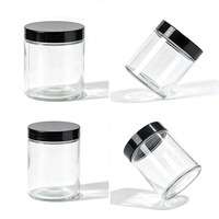Pot en verre transparent à large ouverture de 2 oz à 16 oz avec couvercle à vis en plastique noir pour l'emballage d'épices et de café