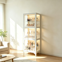 Armoire de rangement en acier multi-niveaux de luxe moderne, vitrine en verre transparent, design gain de place pour hôtel, villa, salon