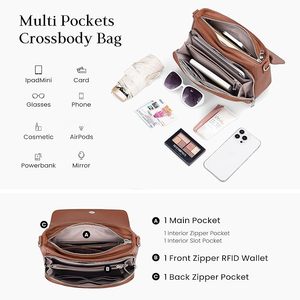 Genuine Leather Crossbody Bags for Women with Built in RFID Wallet <b>Medium</b> Womens Saddle Bag Cross Body <b>Purse</b> - Product Image 5