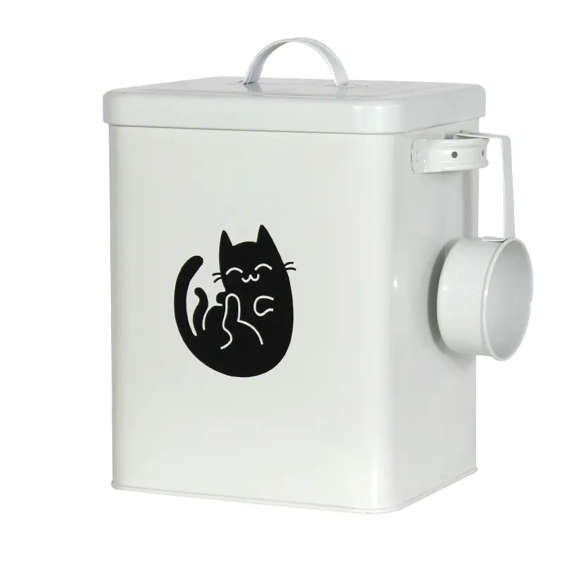 6/8 pouces Pet Dog Conteneur de stockage des aliments en métal Seau Bin Chien Chat Conteneur de stockage des aliments Conteneur de nourriture pour animaux de compagnie Boîte en fer blanc avec sp