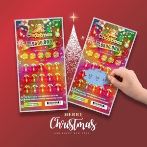 Free Design Christmas Theme CMYK Printing <b>Scratch</b> Off Lottery Real Tickets Custom Lottery <b>Scratch</b> off Card - Product Image 1