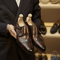 Style italien Qualité supérieure Personnalisable Chaussures de mariage pour hommes Taille européenne Sangle de moine Slip Plat Fait à la main Robe en cuir véritable