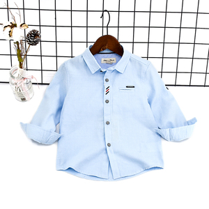 Mềm Cotton Ve Áo Cậu Bé Chính Thức Đứng Cổ Áo Trẻ Em Đồng Bằng Màu Trắng Nút Xuống Rắn Dài Áo Sơ Mi Trẻ Em Dài Tay Áo Áo Sơ Mi Cho 1 Để 6 - Product Image 2