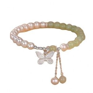 <b>Cheap</b> Beaded Bracelet Glass Beads Bracelet Pearl <b>Crystal</b> Beaded Butterfly Bracelet Ladies Bangle for Women Girls - Product Image 1
